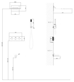 Душевая система ABBER Wasser Kreis AF8150RG с термостатом розовое золото